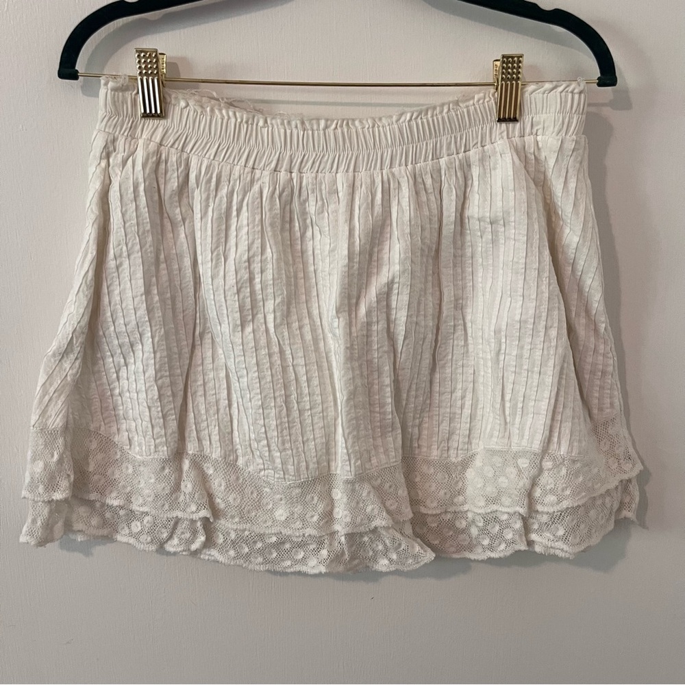 LoveShackFancy Toya White Eyelet Mini Skirt Size Small